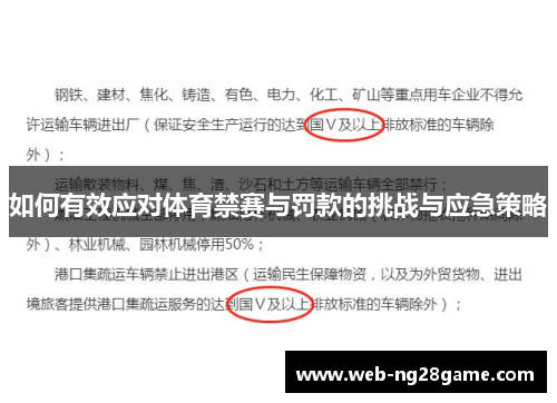 如何有效应对体育禁赛与罚款的挑战与应急策略