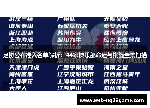 足协公布准入名单解析：44家俱乐部命运与挑战全景扫描