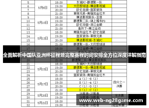 全面解析中国队亚洲杯征程暨完整赛程时间安排全方位深度详解指南