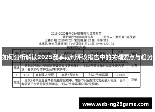 如何分析解读2025赛季裁判评议报告中的关键要点与趋势 如何分析解读2025赛季裁判评议报告中的关键要点与趋势